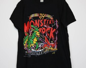 Van Halen Shirt Vintage tshirt 1988 Monsters of Rock Tour Concert Tee 1980s Michael Anthony Sammy Hagar Alex Eddie Rock Band Heavy Metal