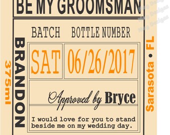 Groomsman Liquor Labels - Custom Wedding Labels - Groomsman Liquor Labels - Bourbon - Whiskey - Best Man Labels - 1 Label