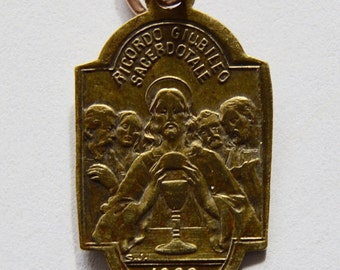 Italian Communion Eucharistic Medal - Pope Pie X - Italian Religious Medal Pendant - Roma - 1908