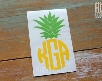Pineapple Decal - Monogram Decal - Pineapple - Monogram Decal - Pineapple Sticker - Yeti Decal - RTIC Cup Decal - Car Decal - Laptop Decal