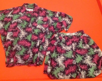 Vintage 1980's Norma Kamali Shirt and Short set