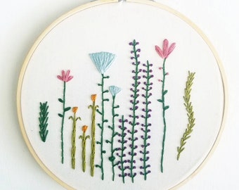 Wild Flowers - 7" Handmade Embroidery Hoop - Wall Art
