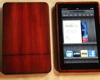 Kindle Fire Wood Case - custom red mahogany finish