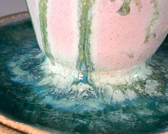 Bulbous Jar with Glaze Drips and Glass
