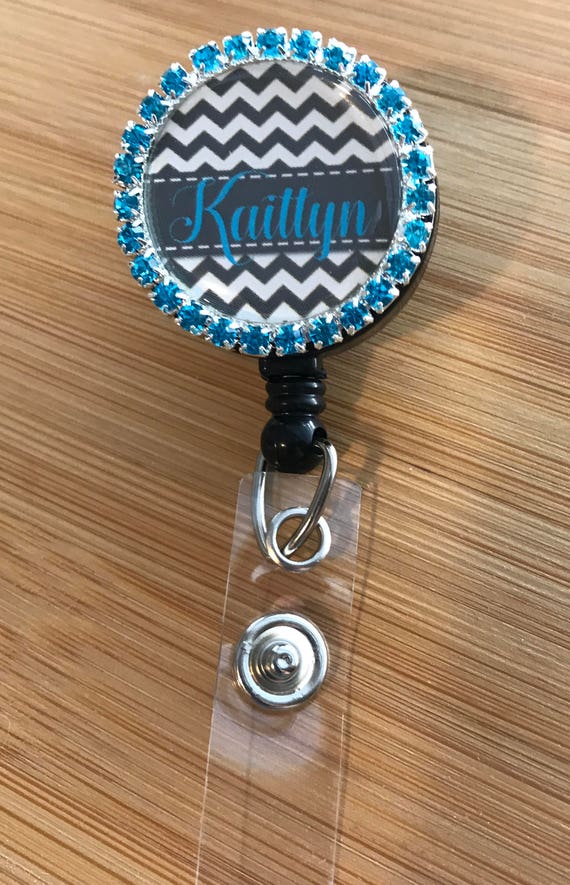 Personalized Badge Reel Rhinestone Bottle Cap ID Badge Reel