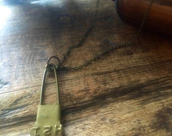 vintage brass laundry pin necklace