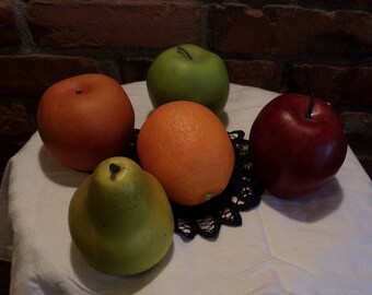 Vintage Faux Fruit, Fake Fruit, Fruit Décor, Kitchen décor, 5 pieces of fake fruit, Morethebuckles, fruit collection