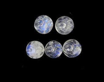 Faces Rainbow Moonstone Cabs Round 8mm Approximately 9.00 Carat Excellent Flashes of Color (11495)