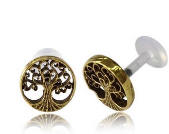 Tree of life Tragus stud, Tragus piercing, clous en laiton, laiton piercing, tragus piercing, Tribal, Lobe, conch, Piercing Helix
