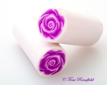 Dark Pink Rose Polymer Clay Cane, Raw polymer Cane, Millefiori Polymer Clay