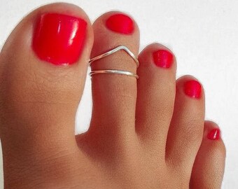 2 SILVER PLATED, 925 Sterling Silver Toe Ring/Foot Jewelry/Set of 2 toe rings/Silver toe ring/Adjustable toe ring/(Non Tarnish)