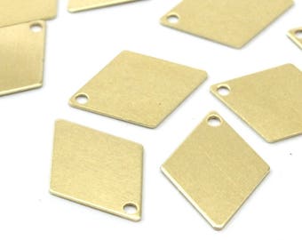 Brass Diamond Blank, 50 Raw Brass Diamond Charms, Pendant, Findings (17x12mm) D304