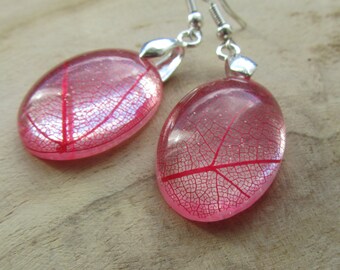red leaf earrings, real leaf jewelry, resin earrings, red earrings, nature jewelry, leaf earrings, leaves earrings, botanical jewelry, resin