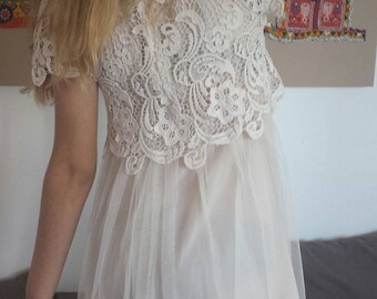 Gorgeous romantic vintage lace and tulle dress