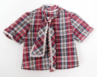 Plaid Vintage 1970s Girls' Blouse