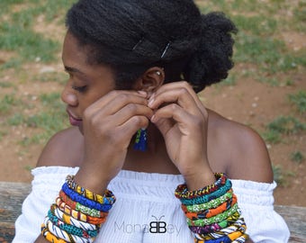 8 Multi colour African Fabric Bangles, Textile Bangles, African Print Bangles, African Bracelets, Bracelets Africains, African Print