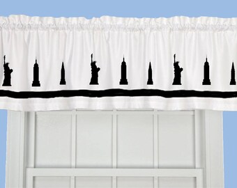 New York City Statue of Liberty Empire State Building Window Valance/Window Treatment - Your Choice of Colors