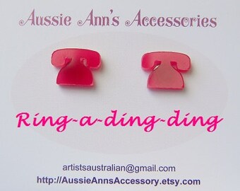 Little Pink Telephone Studs