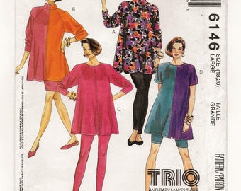 A Maternity Pullover, Top, Pull-On Skirt, Shorts & Pants Sewing Pattern for Women: Uncut - Size L (18-20), Bust 40"-42" • McCall's 6146