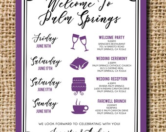 Wedding Itinerary for Hotel Bags