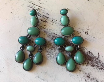 Faux-tastic Turquoise Chandelier Earrings - Ride Pony, Ride