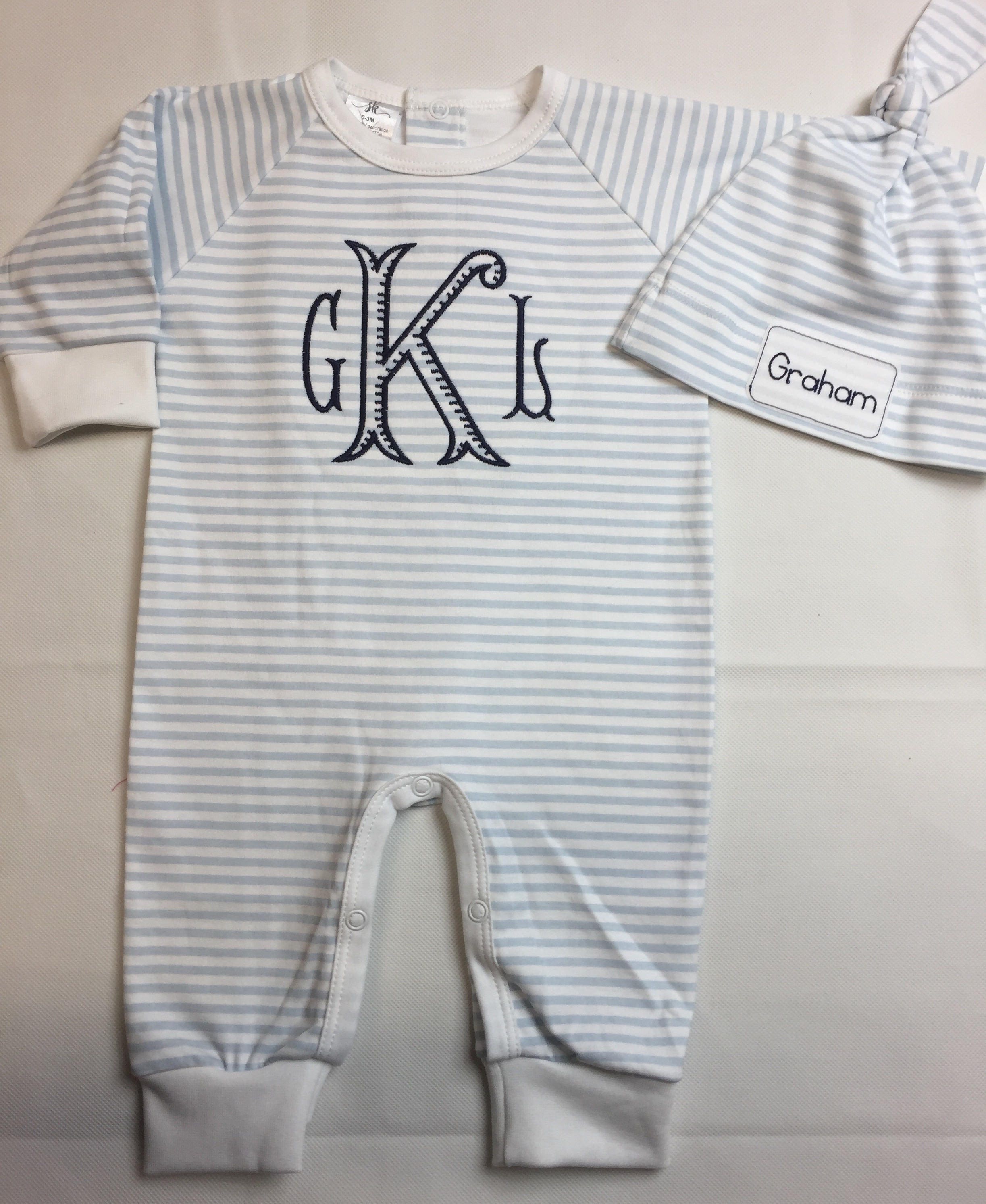 Monogrammed baby boy coming home outfit Personalized baby