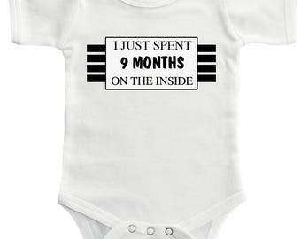 9 Months On The Inside Baby One Piece Bodysuit
