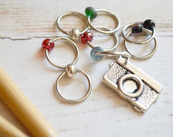 SALE!! Shutterbug / Knitting Stitch Marker Set / Snag Free / Small Medium Large Sizes Available