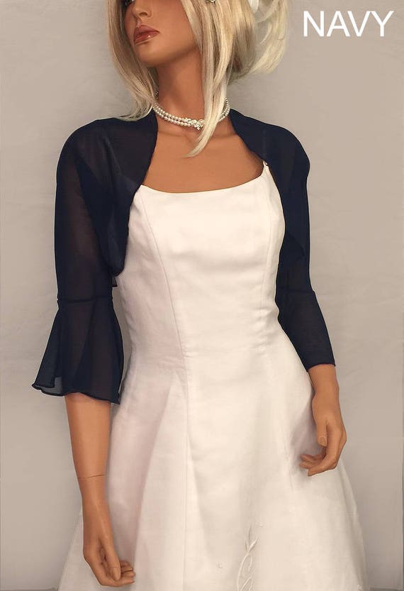 navy chiffon bolero jacket