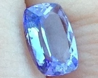 Lavender Tanzanite 1.30 Carat Cushion 6x8mm Natural Periwinkle Gemstone with Video