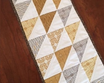 Modern Quilted Table Runner, Golden Hues