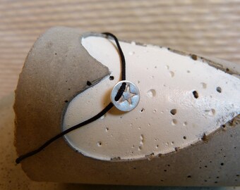 Fine bracelet with hand-stamped sterling silver plate/gift for you/length adjustable/Star