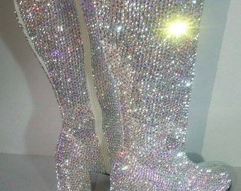 Custom Knee High Boots Made With Swarovski Elements