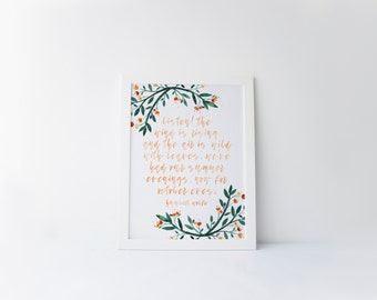 october eves printable · fall print · orange watercolor art · autumn decor · fall quote · autumn art print · humbert wolfe quote · harvest