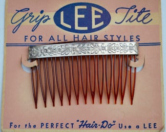 vintage hair comb - silver Lee Grip Lite hair comb