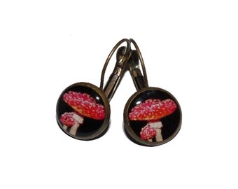 Red amanita mushroom nature jewelry on etsy for women girl earrings