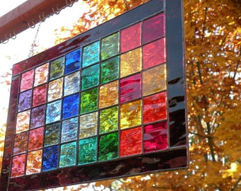 Rainbow Stained Glass window panel