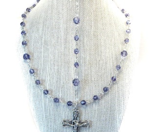 Catholic Rosary, Birthstone Rosary, Tanzanite, Swarovski Crystal, December Birthstone, Handmade Rosary, Unbreakable Rosary, Christian Gifts