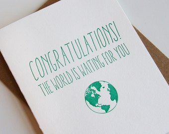 Letterpress Graduation - Congratulations card - Graduate World