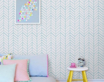 Removable chevron wall decal - Self adhesive wallpaper - adhesive wallpaper - 026 SNOW/ SEAFOAM