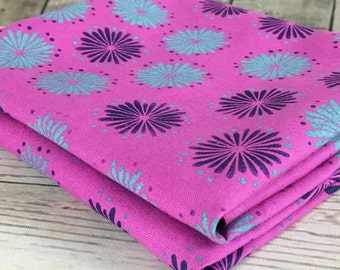 Pink boho style fabric rustic flowers pattern cotton fabric handprinted material fabric for sewing hobo bag handbags quilting crafting