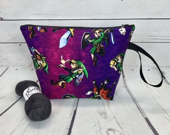 Purple Legend of Zelda / Link project bag for knitting or crochet