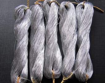 5 skeins Chinese Hand Embroidery silver metallic threads 65M per skein