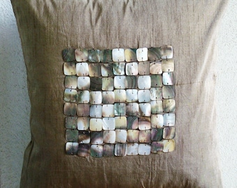Pearl Paradise - Throw Pillow Covers - 20x20 Inches Silk Pillow Cover with Mother of Pearl