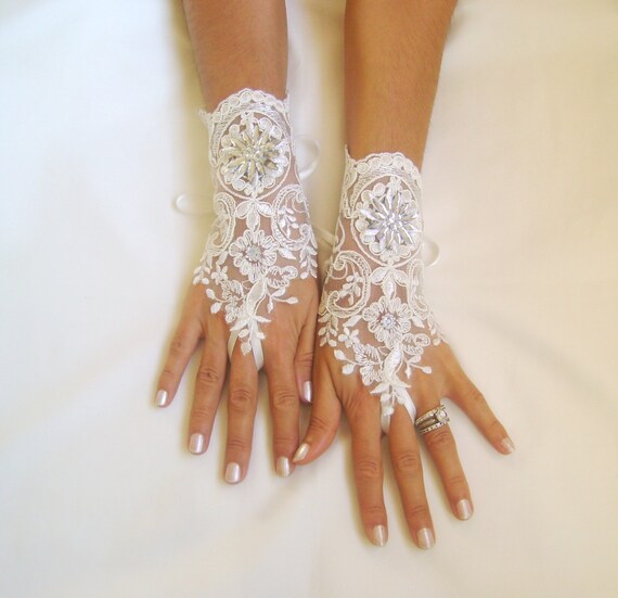 Ivory lace gloves bridal wedding gloves lace gloves fingerless gloves