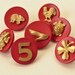 Chanel Vintage Red Motief Button / Stamped 15mm, 17mm