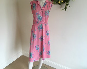 Vintage Pink Floral ‘Justine’ Summer Midi Dress