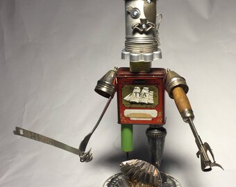 Pirate of Tin-Canz • Assemblage Art Robot Sculpture