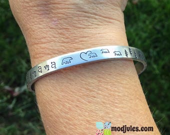 Mama Bear Bracelet, Hand stamped Mom Cuff, Mama Bear and Cubs, Mother and Babies, Mom and Children Jewelry, Custom Mom Jewelry, Mother's Day
