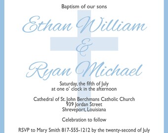 damask baptism invitation printed or printable christening